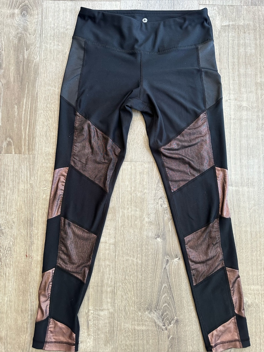 90 Degree By Reflex Black Joggers with Metallic Bronze Panels